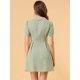 thumbnail image 5 of Vestido Camisero de Manga Corta Allegra K Estampado Floral Verde L, 5 of 6