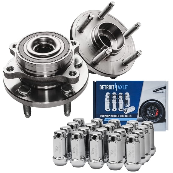 Detroit Axle - Front Wheel Bearing Hubs w/ Lug Nuts for Ford Flex 2009-2019, Taurus 2010-2019, Lincoln MKS 2009-2016, MKT 2010-2019, 5 Lugs w/ABS, 20 Wheel Lug Nuts Included Replacement