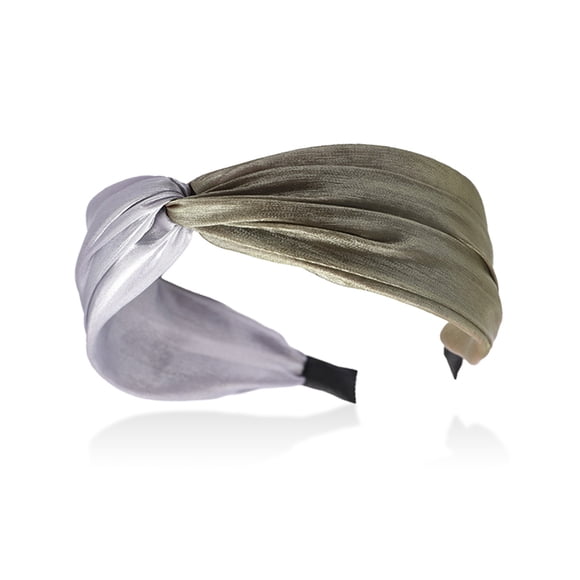 Sonducket Bandas para el cabello Aro Estilo elegante ancho Colores surtidos Diadema con nudo torcido Diademas ajustables Regalo creativo para Accesorio para el cabello Gris+Verde