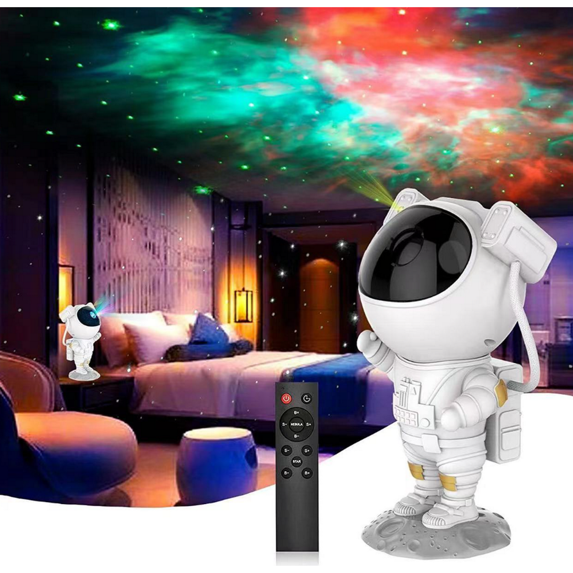 ShenMo Veilleuse - Lumière de projection d'étoile d'astronaute, plafonnier  LED nébuleuse avec minuterie et télécommande, cadeau de décoration de  chambre d' pour adultes