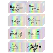 400 Pack 2"x3.5" Bluk Holographic Thank You Cards, 8 Assorted Iridescent Designs for Small Business Customer Appreciation