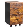 thumbnail image 7 of Hassch 2 Drawers File Cabinet with Wheels and Lock, Wooden Rolling Filing Cabinet for Letter Size, Home, Office, Printer Stand, Easy Assembly, 15.7" L x 15.7" W x 26" H, Brown, 7 of 7