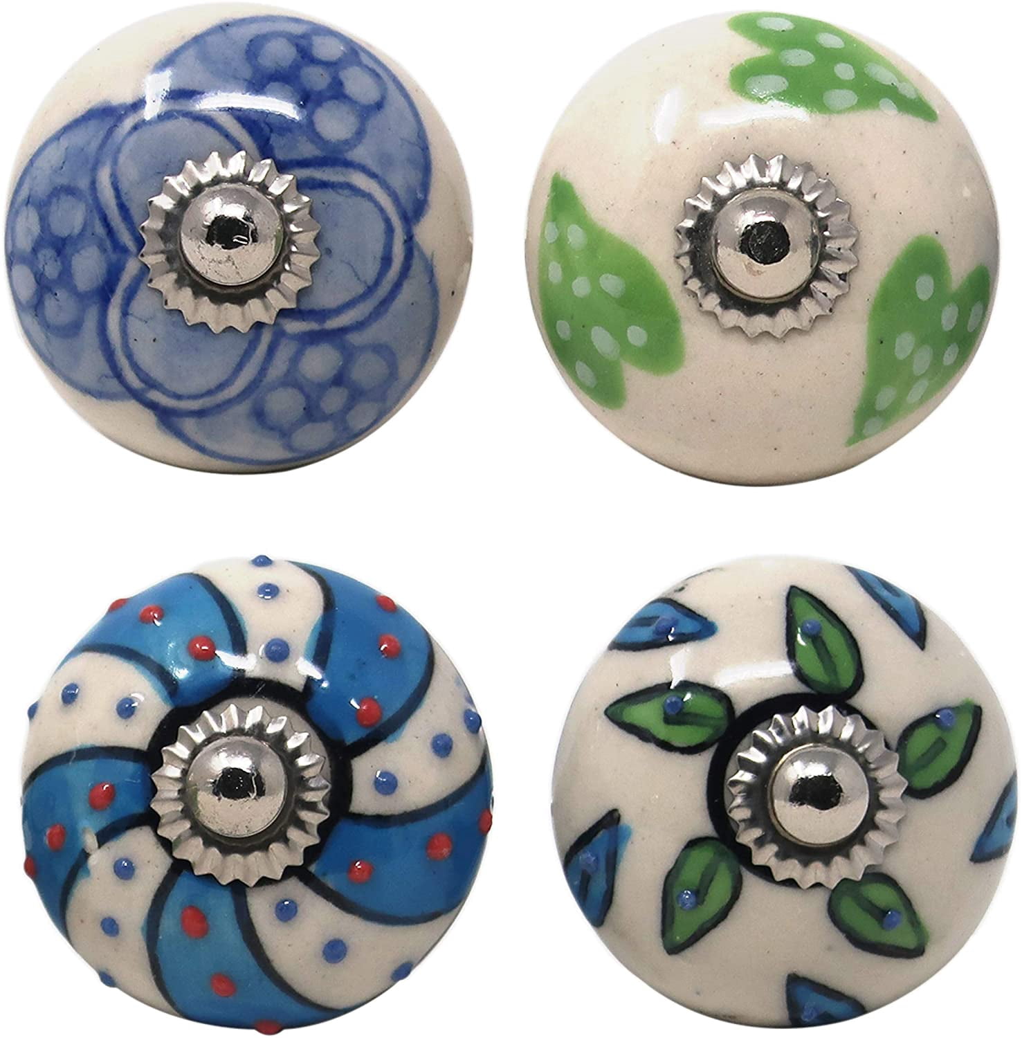 Ajuny Set of 30 Ceramic Knobs Multicolor Floral Design Door Handle Dresser Drawers Kitchen Cabinet Chest Hand Painted Cupboard Pulls Knob