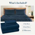 thumbnail image 3 of Casa Platino Juego de Sábanas de Algodón Tamaño Individual – Tejido de Satén Estilo Hotel Ultra Suave, 1 Plano, 1 Ajustable, 2 Fundas de Almohada – de Mezclilla, 3 of 5