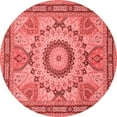thumbnail image 1 of Ahgly Company Indoor Round Medallion Red Traditional Area Rugs, 7' Round, 1 of 4