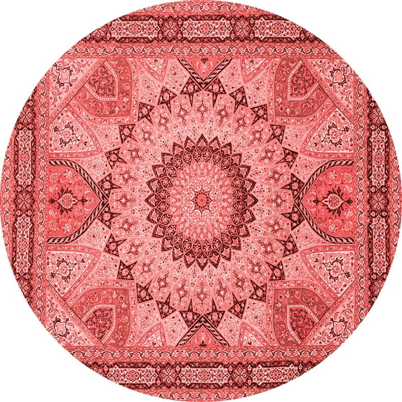 Ahgly Company Indoor Round Medallion Red Traditional Area Rugs, 7' Round