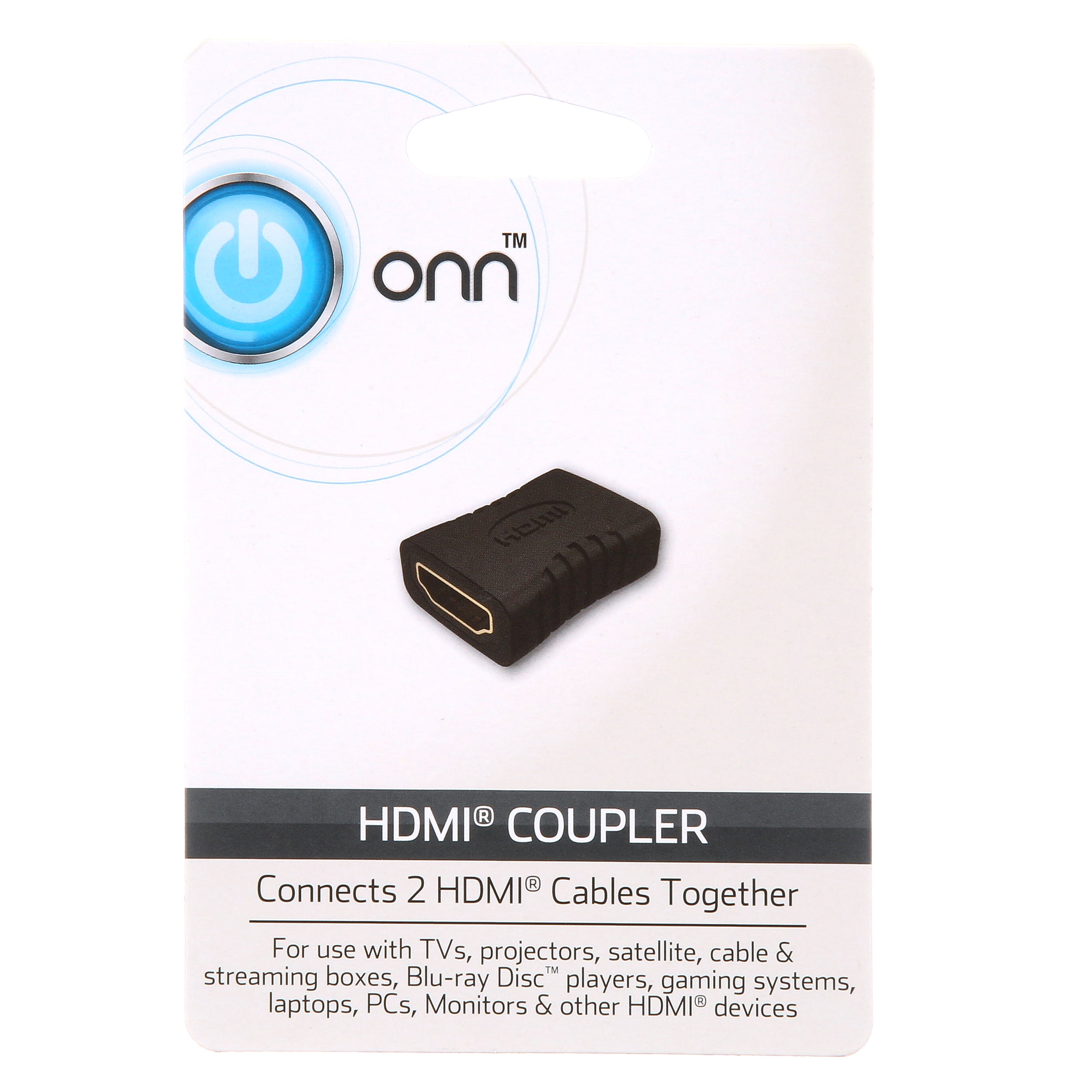 Onn HDMI Coupler Connects 2 HDMI Cables Together