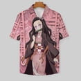 thumbnail image 3 of Kamado Nezuko Casual Short Sleeve Shirt Lapel Collar Shirt Summer Beach Shirt S, 3 of 8