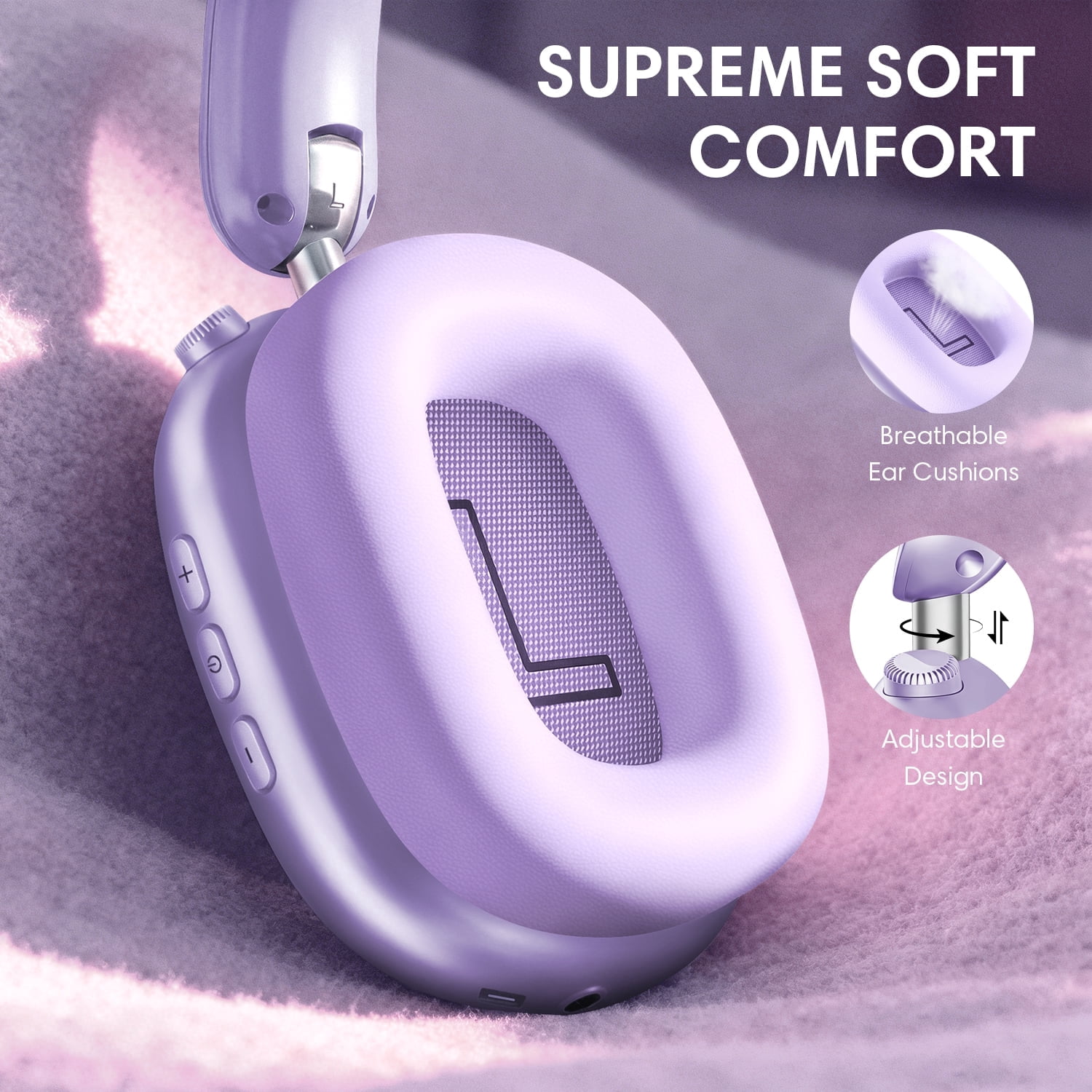 Mahipey Y02 Active Noise Cancelling Headphones,Bluetooth 5.4 Wireless Over Ear Headphones,60H Playtime,5 EQ Music Modes,Hi-Res Audio,Deep Bass,Foldable Lightweight for Travel Home Office,Purple