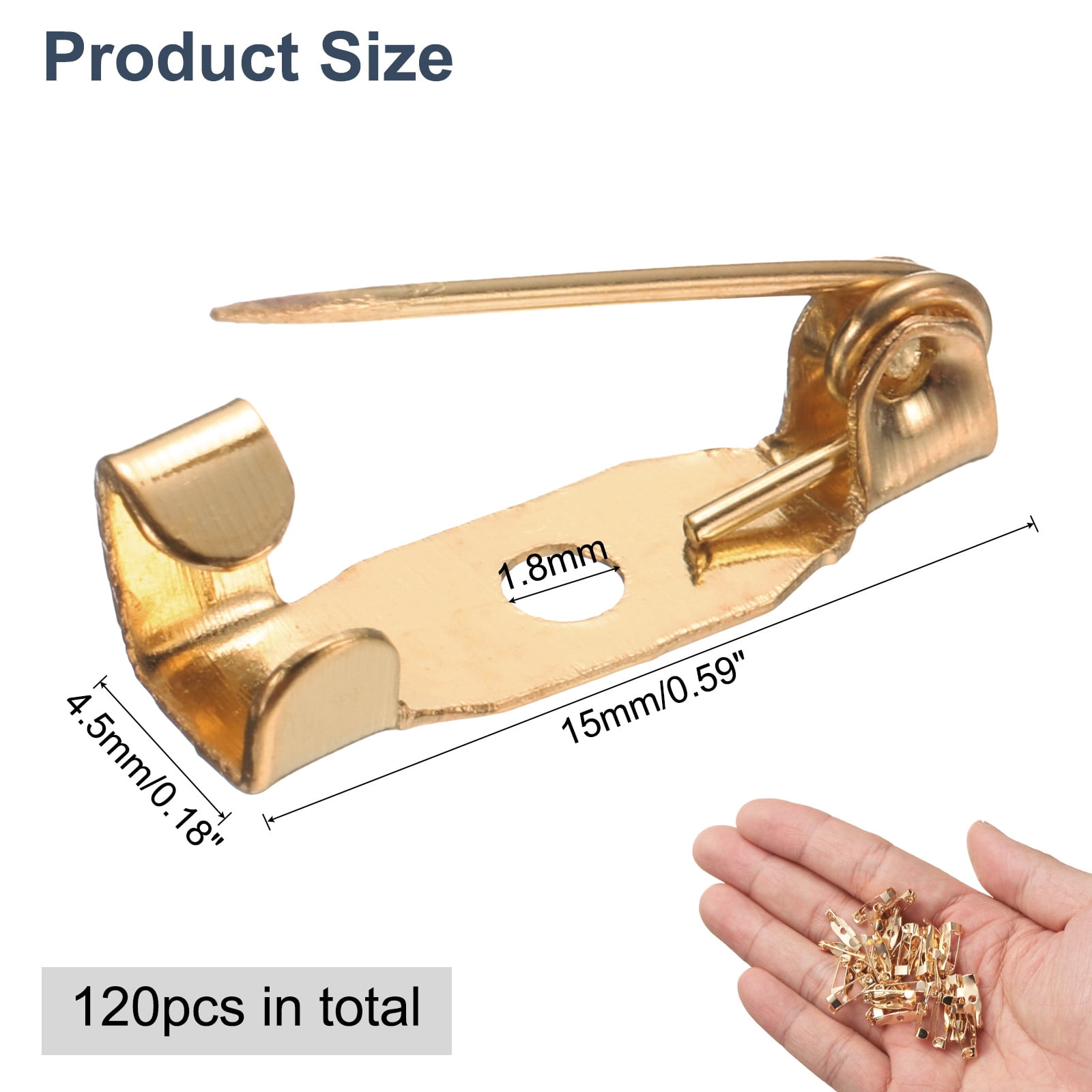 Unique Bargains Safety Bar Pin Brooch Clasp Pins for Crafting Light Gold 15mm