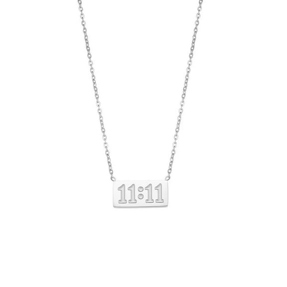 PAURO Women's Stainless Steel 11 11 Angel Number Necklace Charm Choker Numerology Jewelry Gift Silver