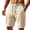 09# Khaki, variant on Ihhxva Men's Casual Shorts Elastic Waist 5" Inseam Solid Color Multi-Pockets Bermuda Shorts Summer Outdoor Vacation Shorts - Black L