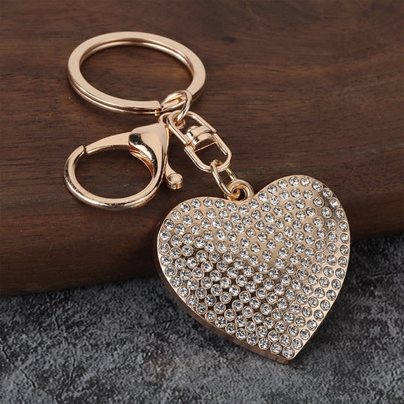 Heart Shaped Rhinestone Keychain Sparkling Red Crystal Love Charm Stainless Steel Gift for Her Him Best Friend Valentine’s Day Anniversary, White