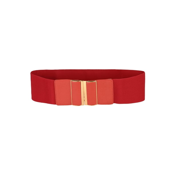 Cinturones elásticos para mujeres INSPIRE CHIC para vestidos, cinturones anchos con hebilla de gancho, rojo retro