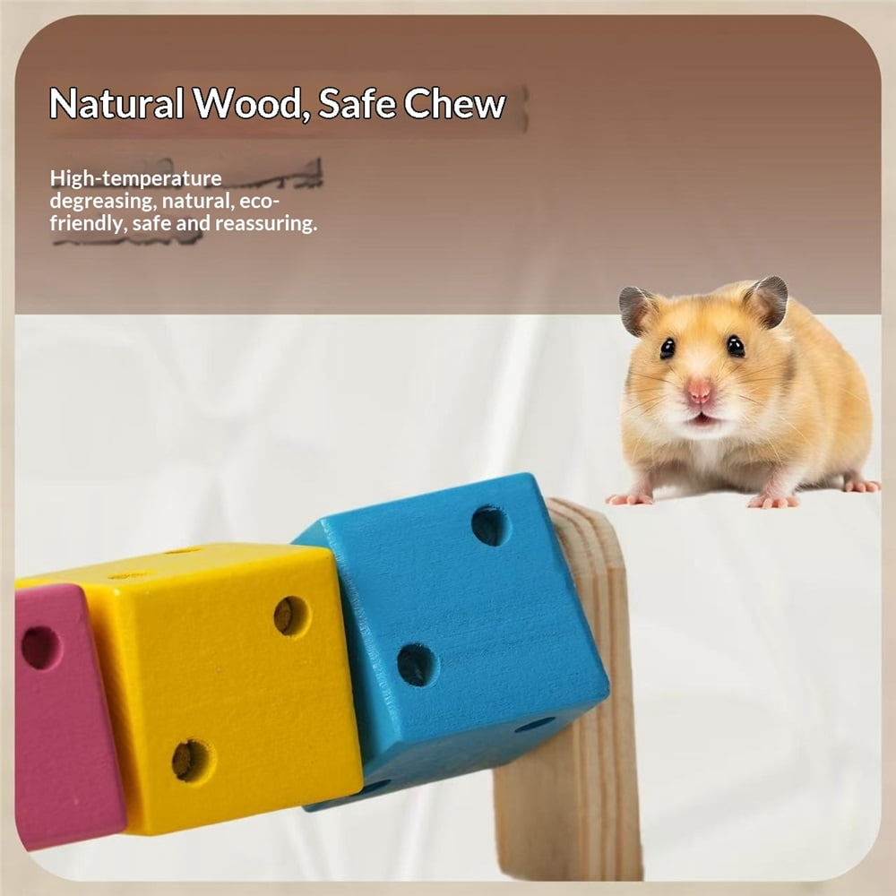 2 pack Hamster Chew Toy Wood Platform Grinding Teeth Toys Exercise Intelligence Training Colorful Wooden Block for Small Animals Chinchilla Gerbil Squirrel Glider