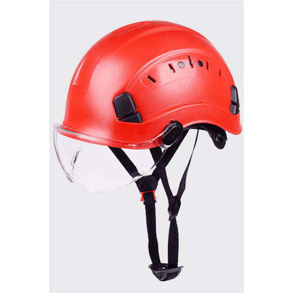 SF06 Construction Safety Helmet with Visor ABS Hard Hat Adjustable Ventilation Hardhats Industrial Work Head Protection for Men(Red)