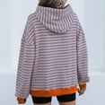thumbnail image 6 of Jinhomg Womens Trendy Striped Sweatshirts Oversized Comfy Drawstring Hooded Pullover Fall Winter Casual Loose Long Sleeve Kangaroo Pocket Tops Orange XXL, 6 of 9