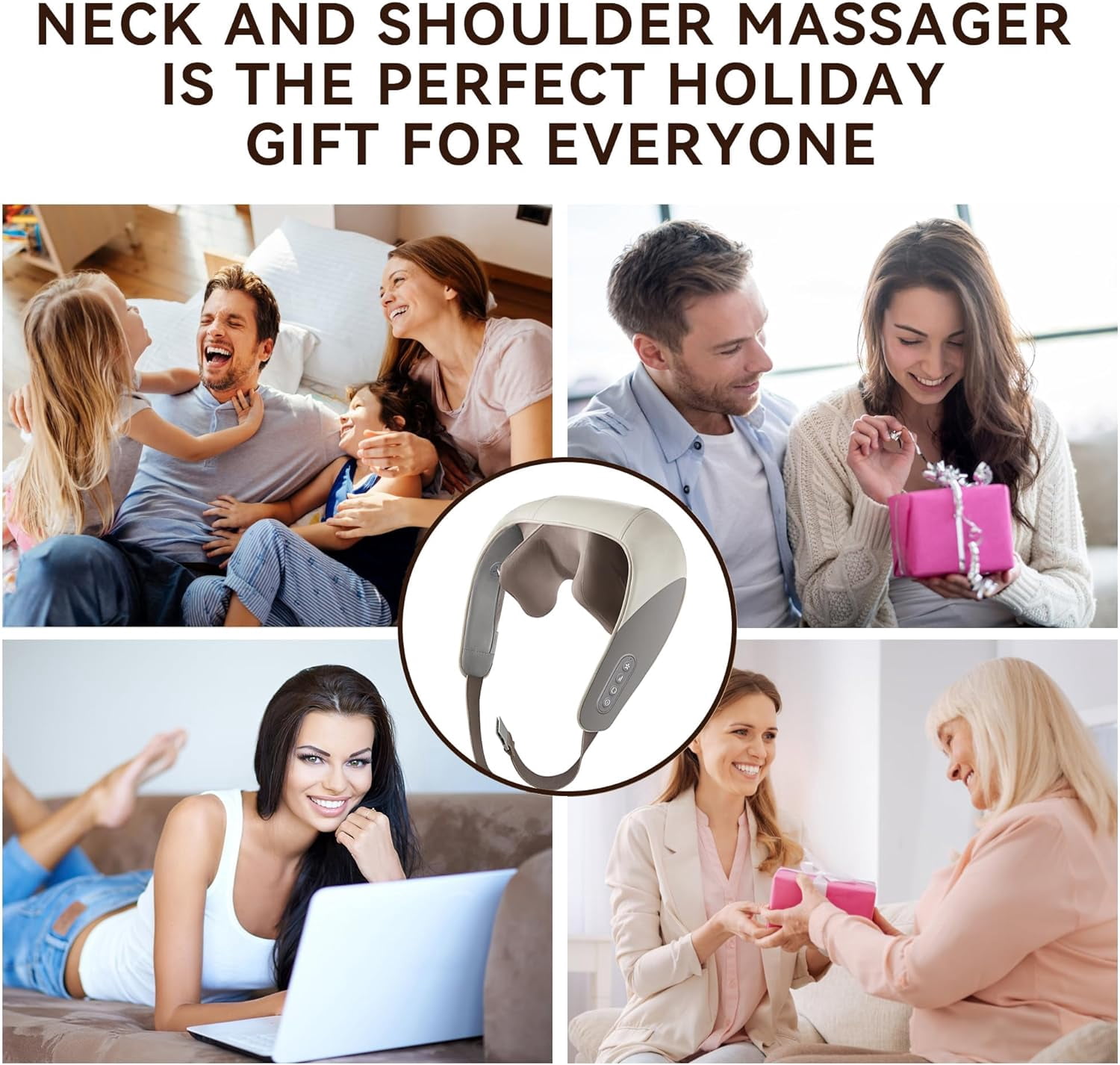 Shiatsu Neck Massager, Shoulder Neck Massager with Heat for Pain Relief Deep Tissue, Neck, Back, Shoulder, Leg Electric Kneading Massager, Perfect Gifts for Men Women Dad Mom