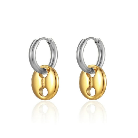 Sunyuer Hypoallergenic Chunky Two Tone Mixed Metal Hoop Earrings for Women | 14K Gold and Silver Plated Drop Dangle Jewelry | Ovals for Sensitive Ears, Daily to Party