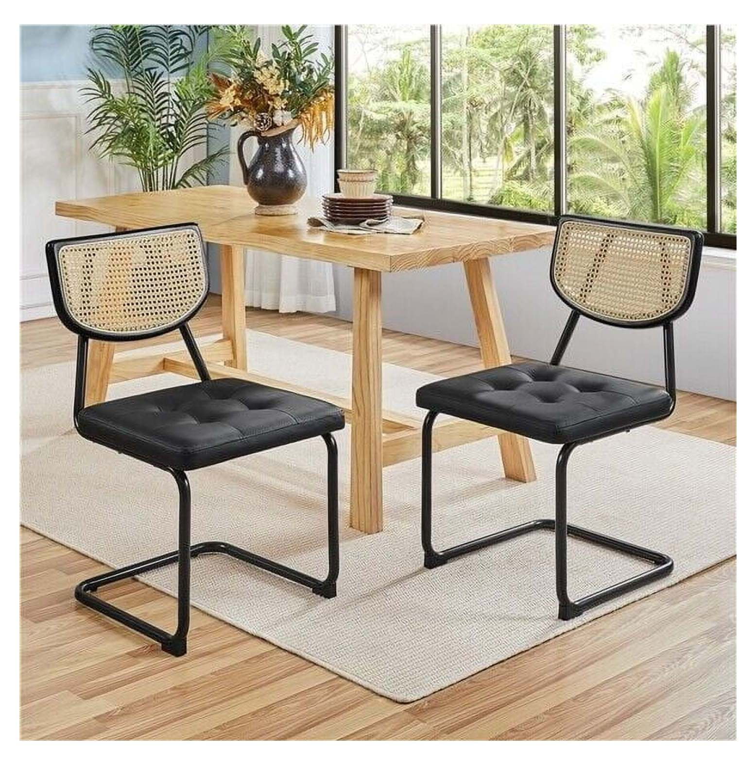 EDX Upholstered Gray Dining Chairs, Mid Century Modern, Round Seat