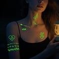 thumbnail image 3 of Yazhiji 60 Sheets Glow in the Dark Temporary Tattoos, Minimalism Luminous Fake Tattoos Stickers for Adults Men Women Halloween Rave Festival Accessory Party Supplies, 3 of 6