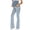 Light Blue, variant on Maternity Flare Jeans Over Belly, Stretchy Adjustable Waist Denim Pants