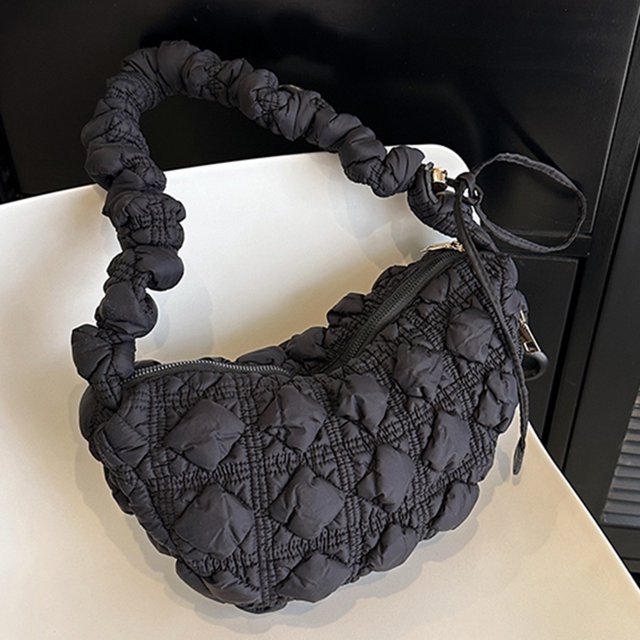 Bolsas de Hobo para mujer, Bolso de pecho de ocio acolchada coreana, bolso de mano (negro)