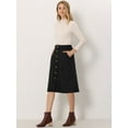 thumbnail image 3 of DARING DIVA Women's A-Line Button Front Belted Midi Skirts 2XL Black, 3 of 6