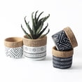 thumbnail image 2 of Livesture Vintage Geometric Pattern Woven Basket Indoor Planter B White M, 2 of 7