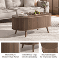 thumbnail image 6 of JOINICE Coffee Table with Lift Top,42.5” Fluted Center Table with Hidden Compartment ,Mid Century Modern Oval Coffee Tables for Living Room,Apartment,Walnut, 6 of 7