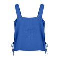 thumbnail image 5 of COMVALUE Womens Floral Embroidered Tank Tops Square Neck Cotton Linen Crop Top Sleeveless Boho Plus Size Side Tie Vest Blue Size S, 5 of 7