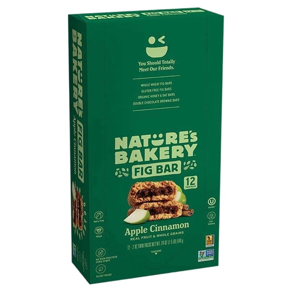 Nature's Bakery Apple Cinnamon Whole Wheat Fig Bars, 12 Count Box