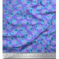 thumbnail image 1 of Soimoi Purple Japan Crepe Satin Fabric Stripe & Wild Flower Floral Printed Fabric 1 Yard 42 Inch Wide, 1 of 1