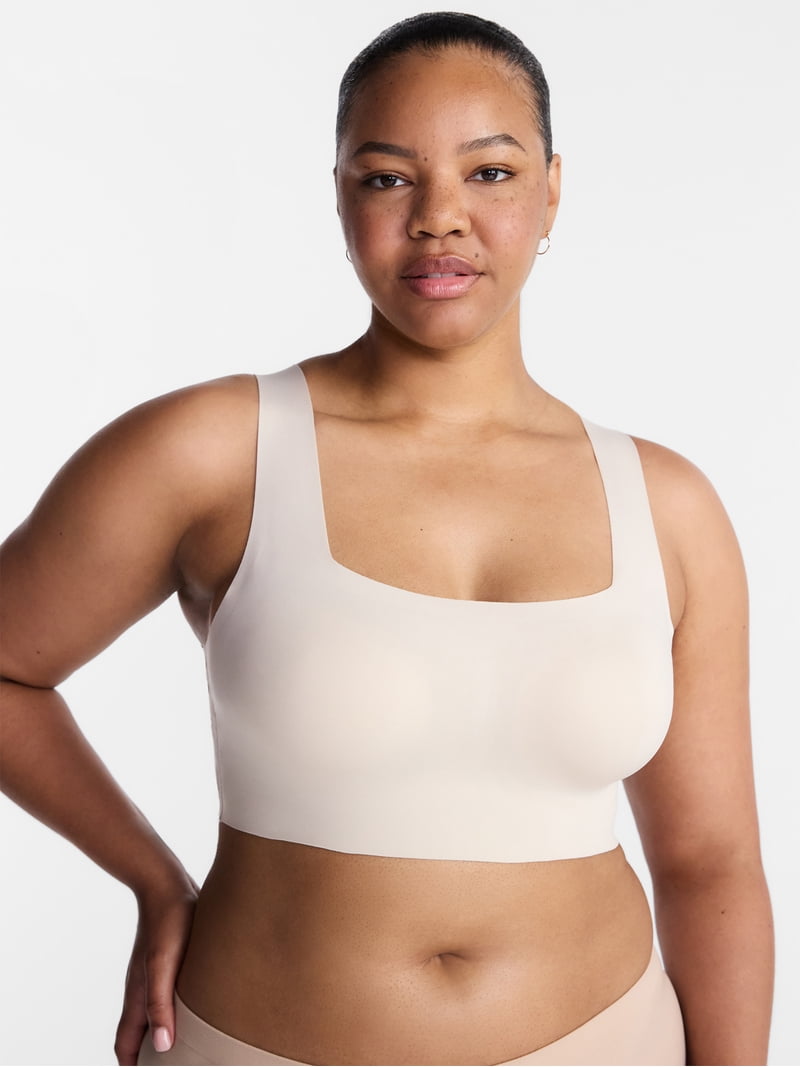 Joyspun Women's Wire-Free Bonded Longline Square Neck Bra, Sizes