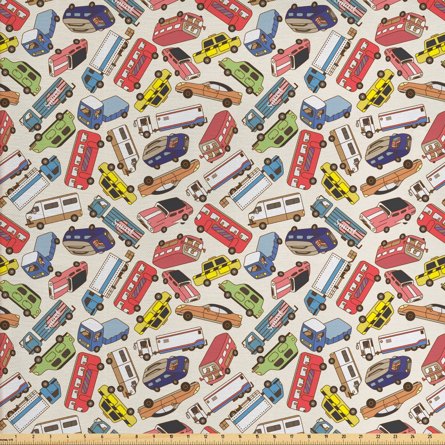 Cars Fabric by The Yard, Transport and Logistics Theme with Lorry Cargo