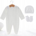 thumbnail image 2 of Dakiuu Baby Cotton Footed Sleeper 3 Piece Layette Set with Hat and Scratch Mittens 0 to 6 Months, 2 of 6