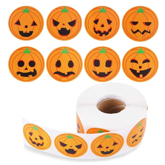 Xingzhi 500 Pieces/roll Bag Stickers Halloween Festival Packaging Labels Pumpkin Self-adhesive Decoration Tags, 2.5cm
