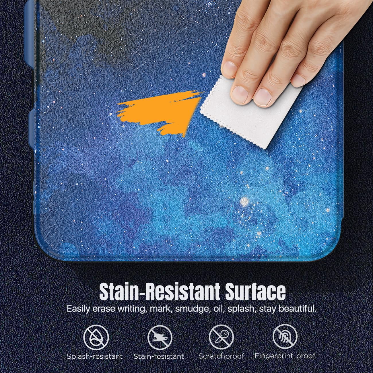MoKo Case for iPad 11-inch (A16) 11th Generation Case 2025/ iPad 10th Generation Case with Pencil Holder 2022 10.9", Built-in Screen Protector Clear Back, Multi Angle Viewing Stand, Blue Starry Sky