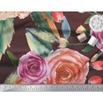 thumbnail image 2 of Soimoi polyester Crepe Fabric Leaves & Rose Flower Decor Fabric Printed Yard 52 Inch Wide, 2 of 3