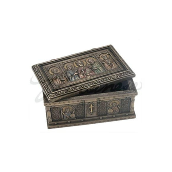 Veronese Design WU76018A4 Boîte à Bibelots Décorative Saints Catholiques - Bronze
