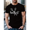 thumbnail image 1 of Men'S Casual Crew Neck T-Shirt with Geometric Hairist Scissors Design, 100% Cotton Knit Fabric, Slight Stretch, Regular Fit, Summer Top - 150gsm, Casual Sporty Tee, Comfy Tee, 1 of 5