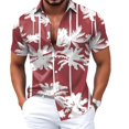 thumbnail image 4 of Telankuip Hawaiian Shirts for Men Fashion Coconut Trees and Sunset Print Short Sleeve Summer Beach Shirt Breathable Comfortable Tropical Style Holiday Casual Tops 2-Red XL, 4 of 4