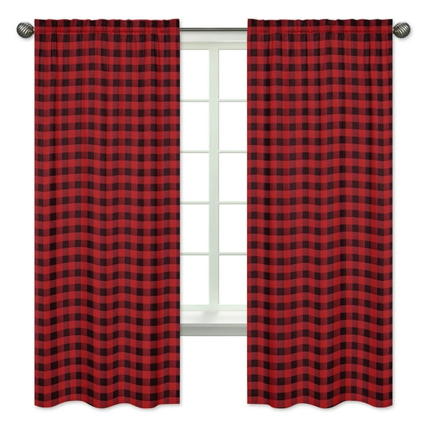 Woodland Buffalo Plaid Window Treatment, Red Plaid Curtain Panels