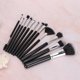 thumbnail image 1 of Brocha de maquillaje Ticfox 12 piezas cosmética portátil negra para sombra de ojos base y polvo, 1 of 10