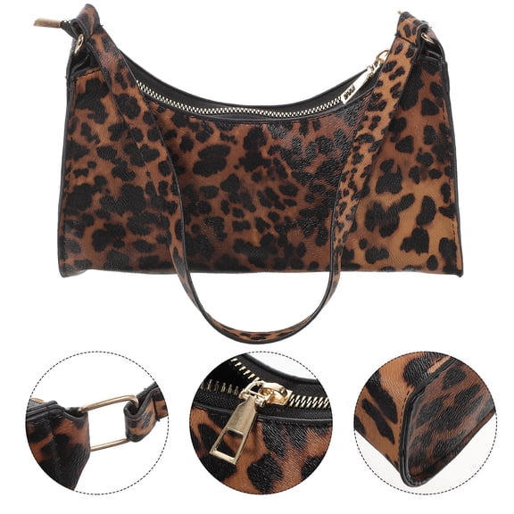 PTOOTP 1Pc Leopard PU Shoulder Bag Single Tote Crossbody Bag for Daily Use