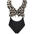 thumbnail image 5 of Women's V Neck Flounce One Piece Swimsuit Ladies Sexy Padded Monokini Lace Up Cutout Bathing Suit Beachwear, 5 of 5