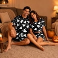 thumbnail image 6 of Halloween Family Outfits, Halloween Couple Matching Pajamas Set, Black White Ghost Star Short Sleeve Loungewear, Crop Top & Shorts Sleepwear, Soft Holiday Nightwear for Summer & Casual Home Wear, XXL, 6 of 6