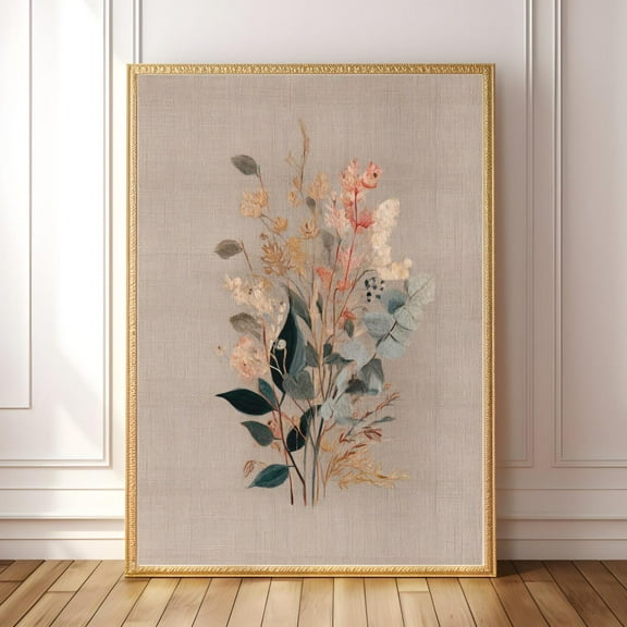 Miluva Printable Minimalist Botanical Print Neutral Floral Wall Art, Soft Cottagecore Decor, Scandi Boho , Rustic Printable Art Decor For Living Room Bedroom, 8x12 UNFRAMED