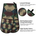 thumbnail image 2 of Yayeee Double Oven Mitt Kitchen Heat Resistant Baking 35" x7" Quilted Glove, Green Tartan Pattern, 2 of 6