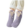 thumbnail image 2 of workcargo Warm Plush Purple 3D Animal Socks - Cozy Indoor Lounge Ankle Socks, Soft Nylon Spandex One Size Fits Most Adults,Size Free Size, 2 of 5